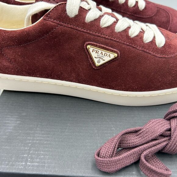 Men's Prada suede triangle logo low top sneakers size 11 US made in Italy - Picture 2 of 10